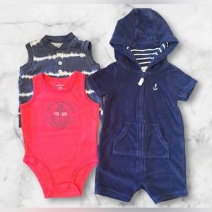 Carter’s 3 piece Summer Ready Captain Adorable Muscle Tee Set, Size 6 Months